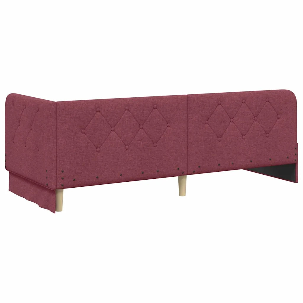 Cornice del letto ad angolo Rosso Vino 80 x 200 cm Tessuto