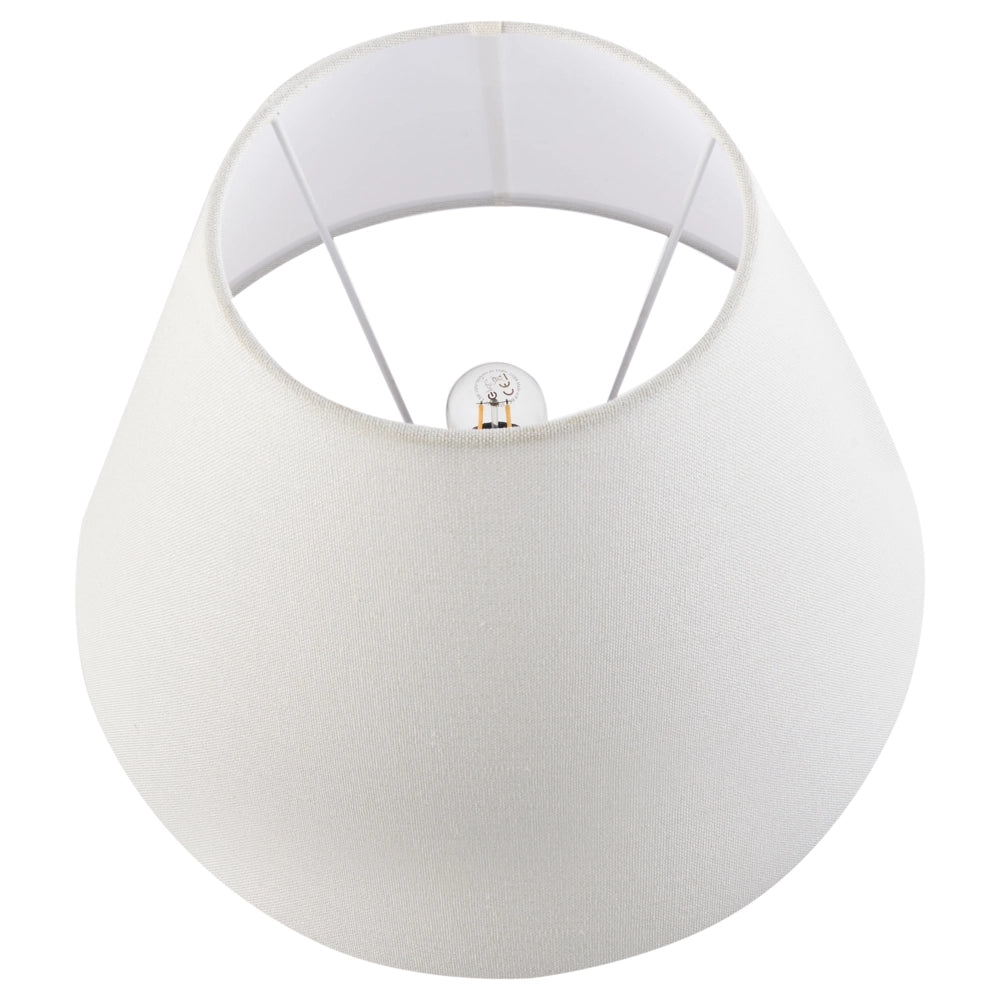 Lampada da tavolo Base in porcellana bianca Paralume a campana in lino con patten floreale Illuminazione elegante