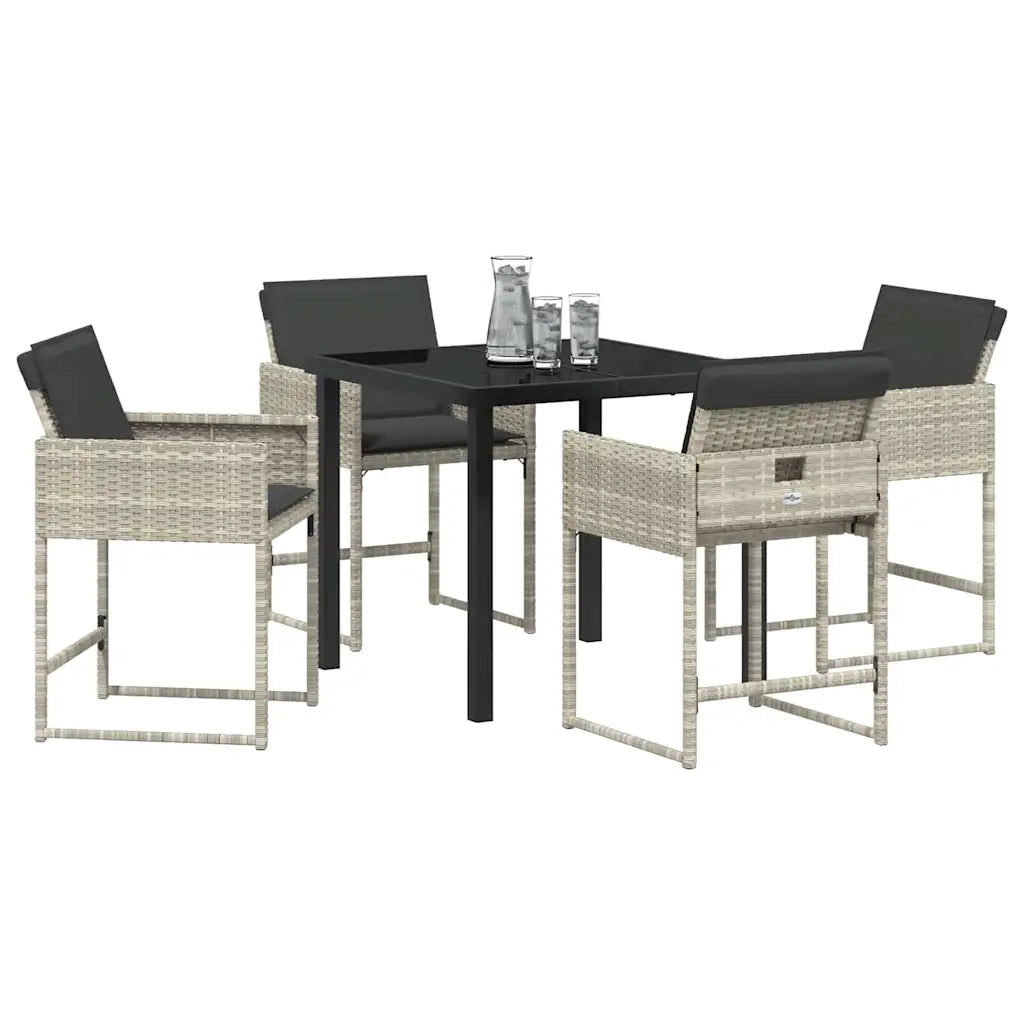 Set da Pranzo per Giardino 5 pcs Grigio chiaro polyrattan 3380024