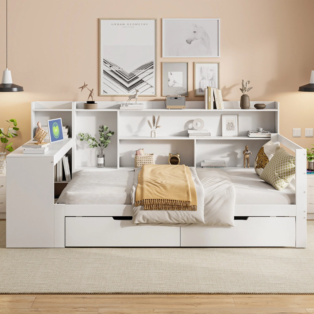 Letto sofa multifunzione legno bianco 90x200 cm
