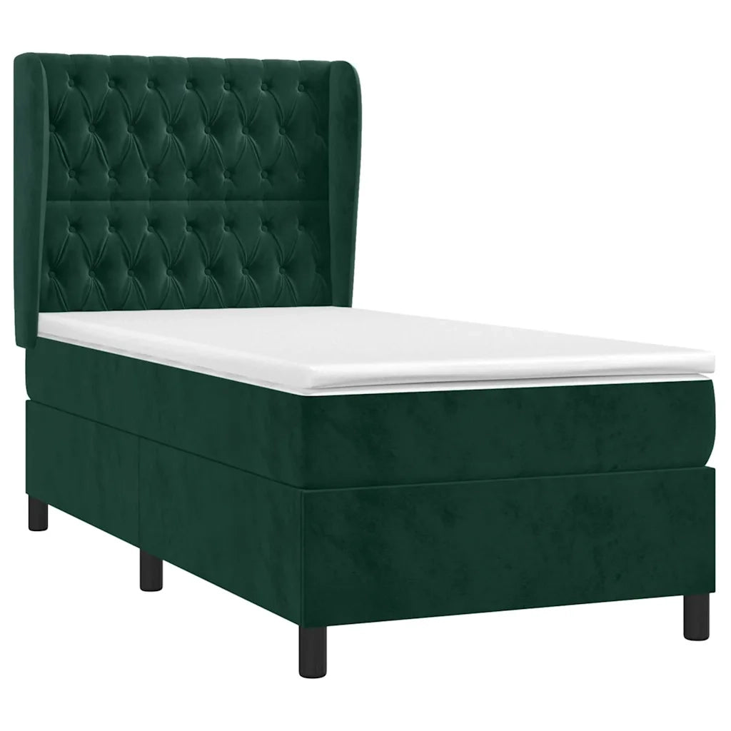 Giroletto a Molle con Materasso Verde Scuro 90x190 cm Vellutocod mxl 122238