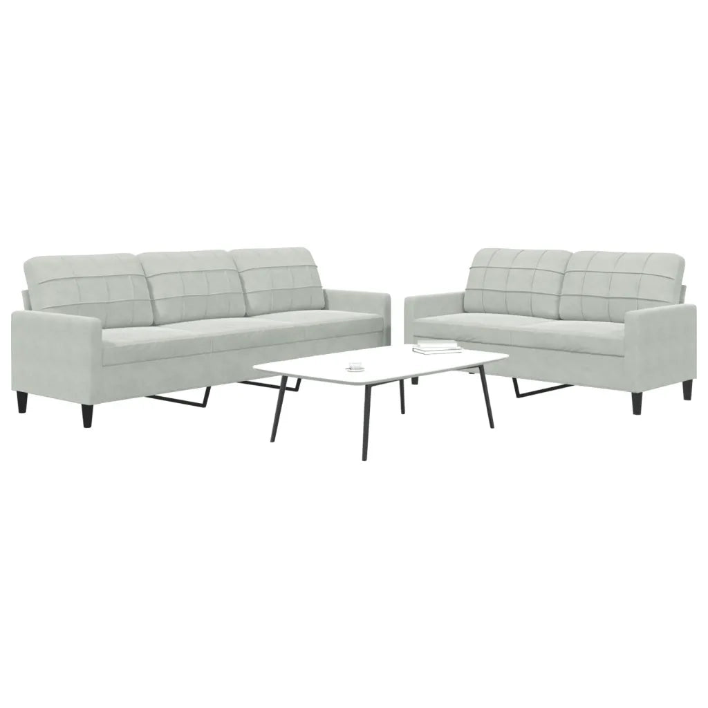 vidaXL Set di Divani 2 pz con Cuscini Grigio Chiaro in Velluto