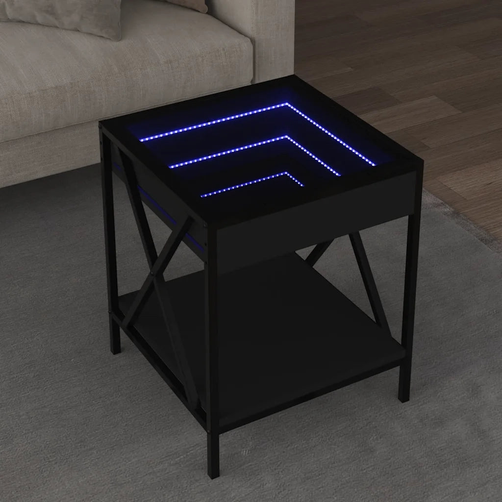 Tavolino da salotto | Tavolino da caff¨¨ | Tavolino da Soggiorno con LED Infinity Nero 40x40x49 cm