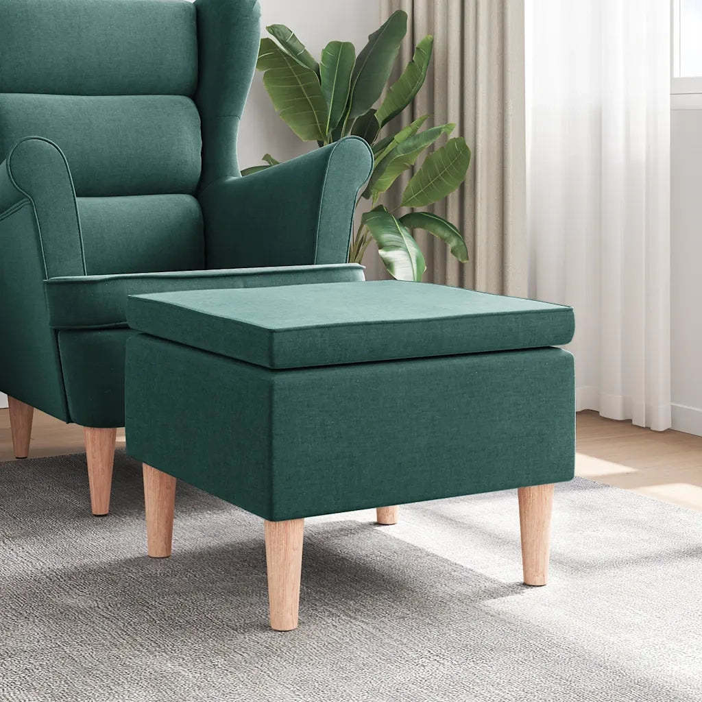 Poggiapiedi con Gambe in Legno Verde Scuro in Tessuto cod mxl 38591