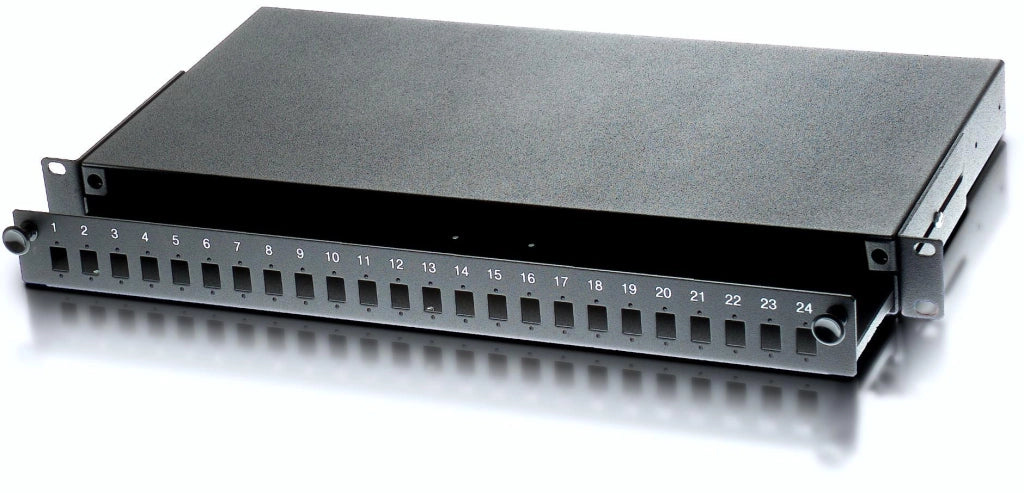 Cassetto Rack 19'' Fibra Ottica 24 porte LC Duplex/SC Simplex Nero