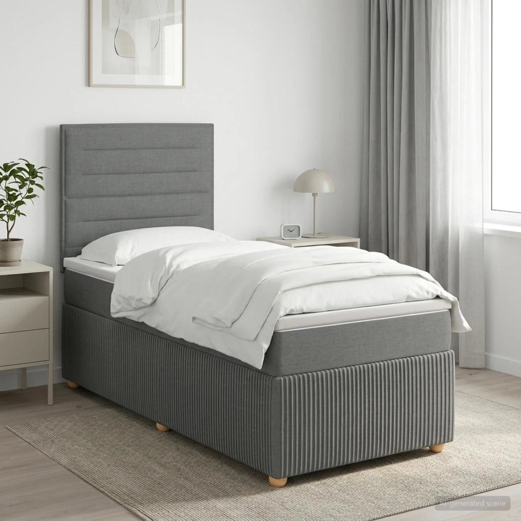 Letto Box Spring LED con Materasso Grigio Scuro 90 x 200 cm 3455763