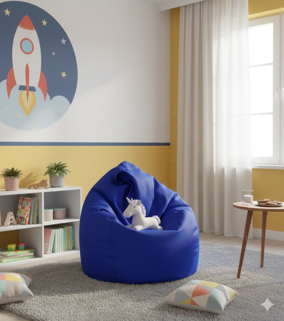 Poltrona a Sacco Pouf in Similpelle Blu Avalli