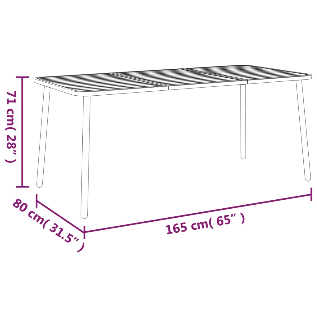 Tavolo da Giardino Antracite 165x80x71 cm Acciaio 362740