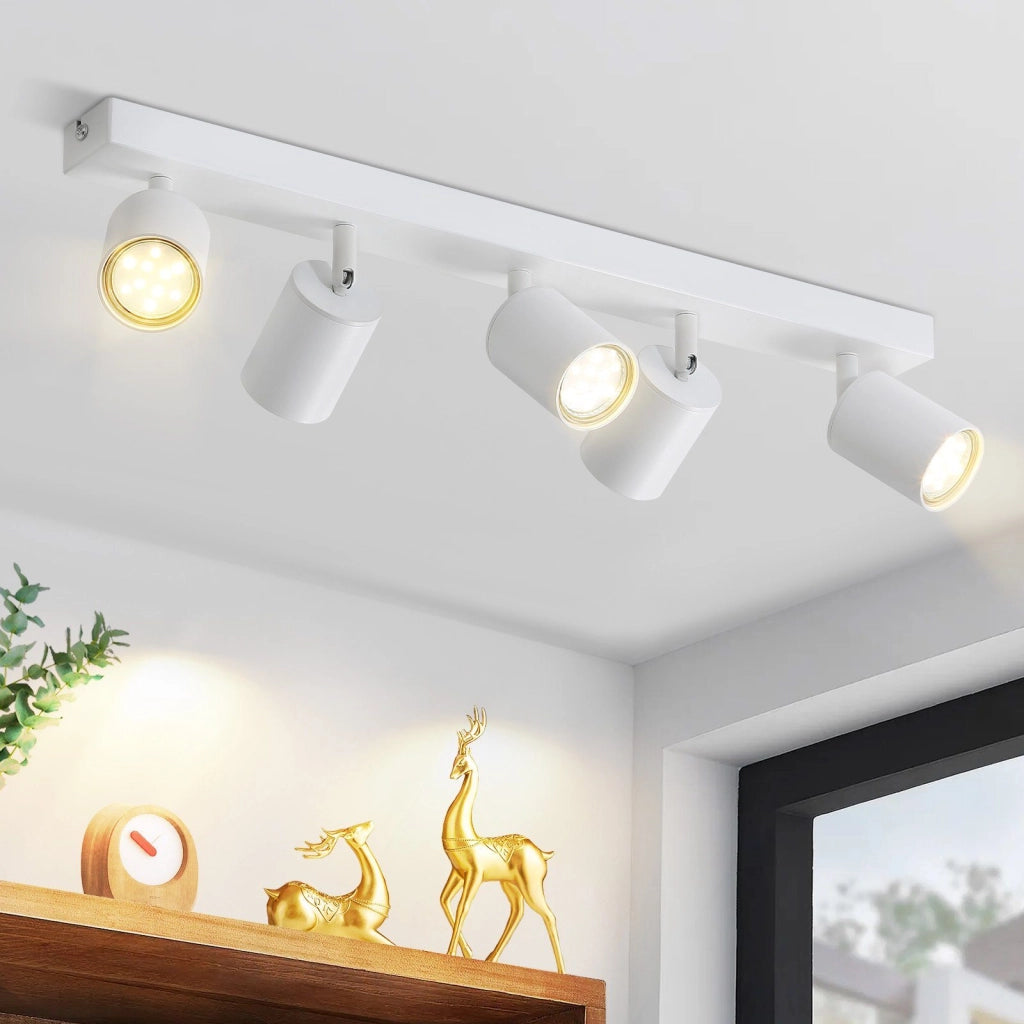 ZMH Faretto da soffitto LED bianchi 5 punti luce GU10 orientabili 330° industriale moderno per salotto senza lampadine