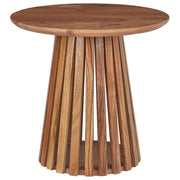 Tavolino moderno in legno di acacia scura dalla forma rotonda stile moderno contemporaneo sala da pranzo