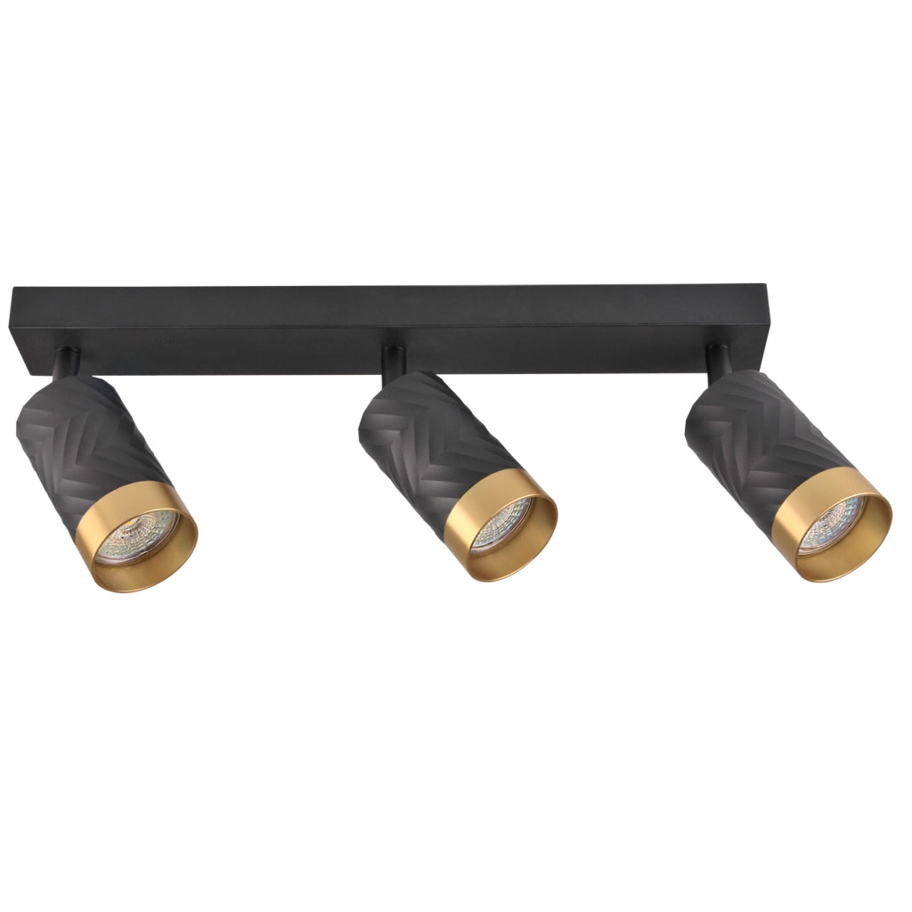 Applique/Plafoniera 3 faretti nero oro GU10 Arras Polux