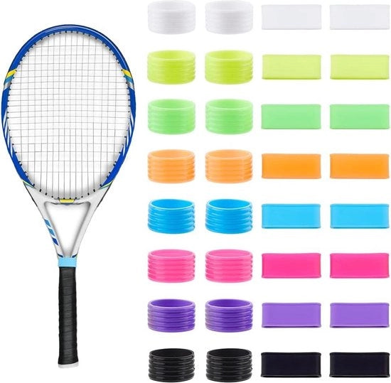 Ringen per racchetta da tennis e pickleball in silicone, 7 colori, 32 pezzi, diametro 27 cm/37 cm