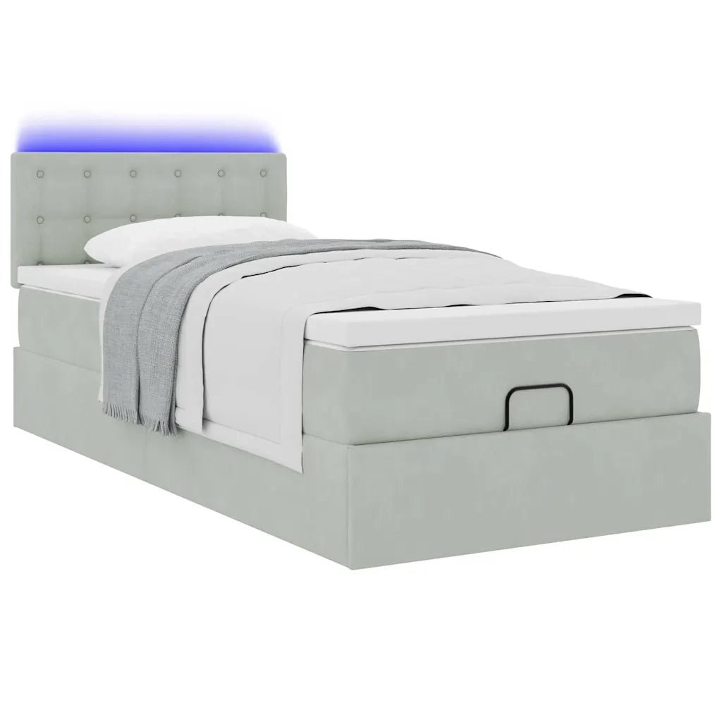 Struttura Letto Pouf con Materasso 90x200 cm in Velluto