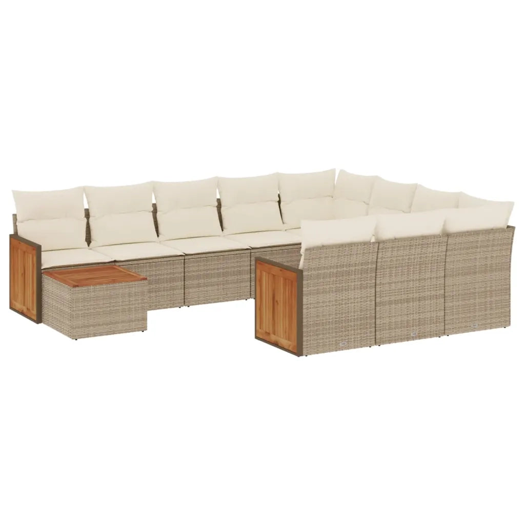 Set Divani da Giardino 11 pz con Cuscini Beige in Polyrattan 3228046