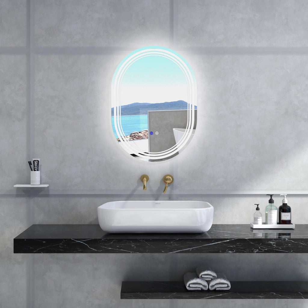 Specchio da Bagno con Luce LED 70x50 cm ¨C Zephmum ¨C Bianco, Antivaho, IP44