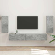 Set mobile TV 4 pcs Grigio cemento Legno multistrato 3409162