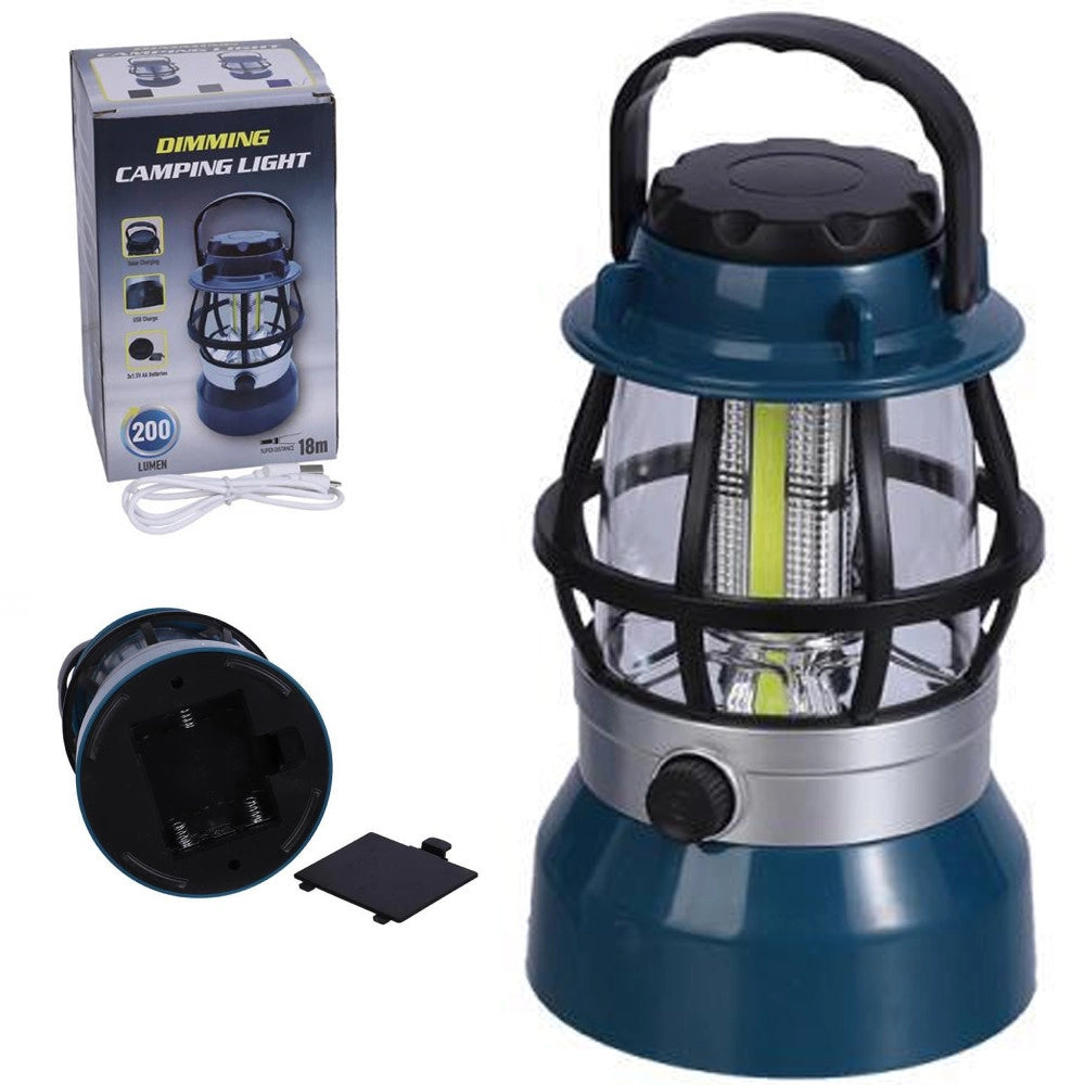Trade Shop - Lanterna Lampada Solare Da Campeggio Ricaricabile Luce Led Emergenza Dimmerabile -