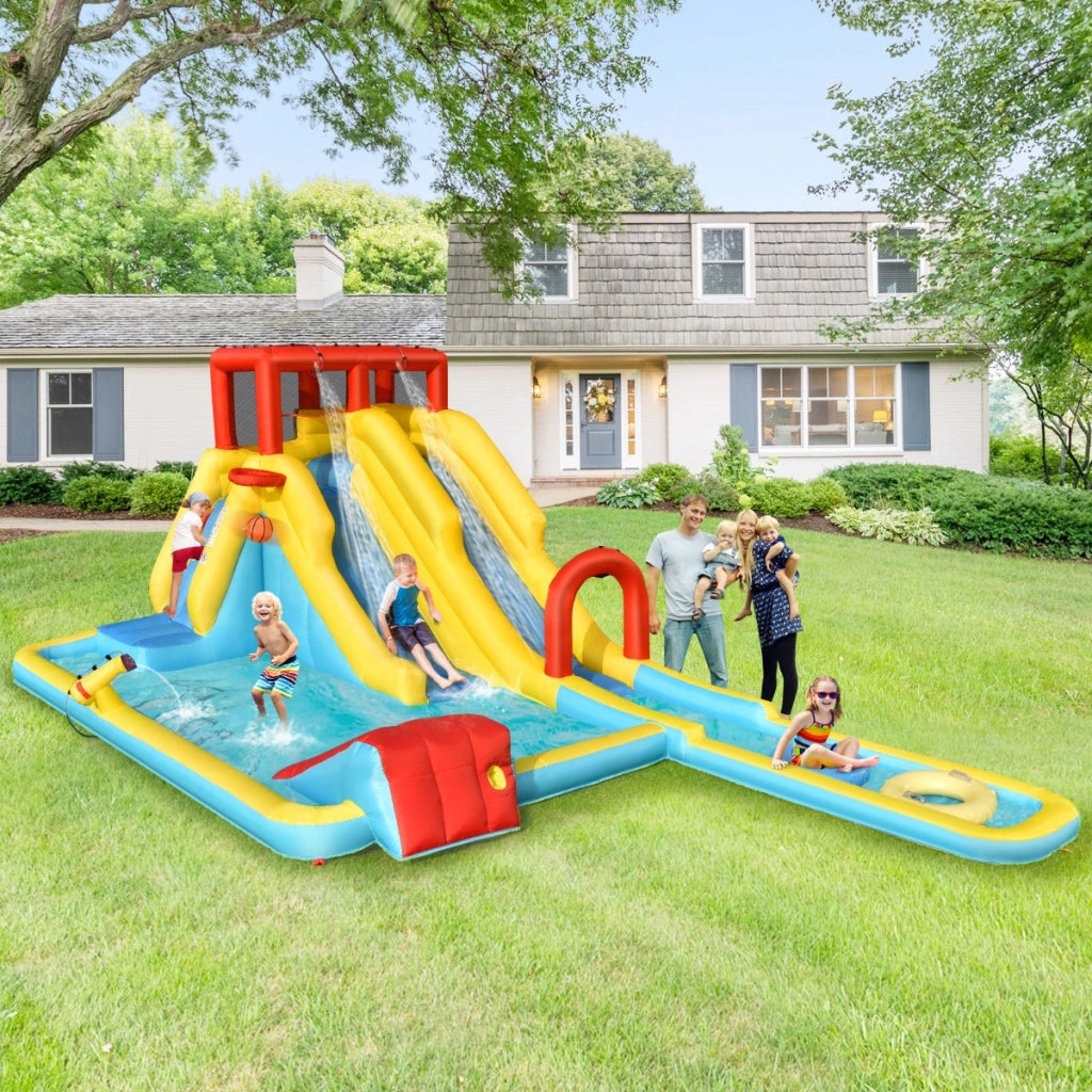 Castello gonfiabile per bambini con 2 scivoli cannone ad acqua parete di arrampicata, Parco giochi acquatico-Strutture gonfiabili da salto
