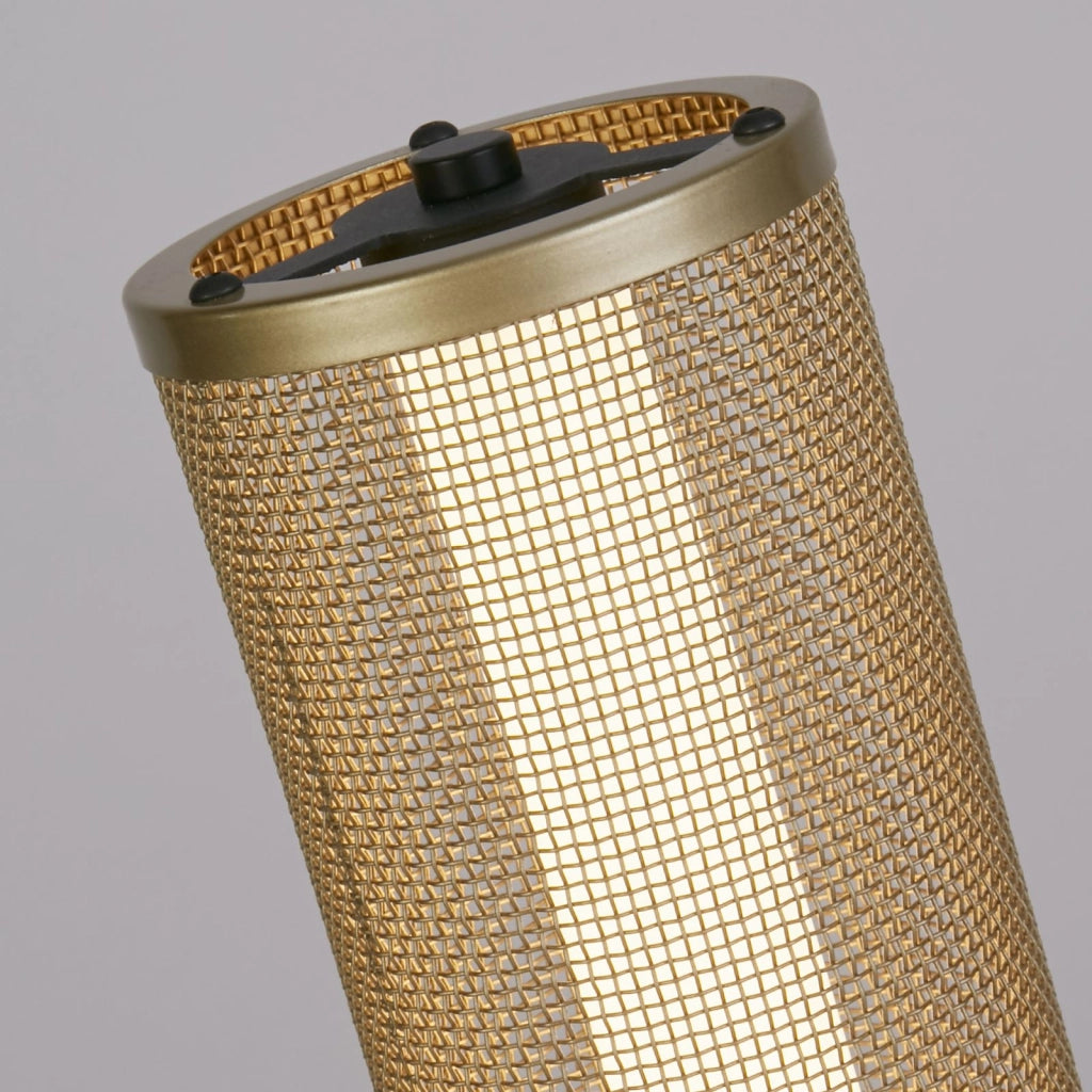 Lampada da tavolo a LED Thread, maglia dorata e nero opaco