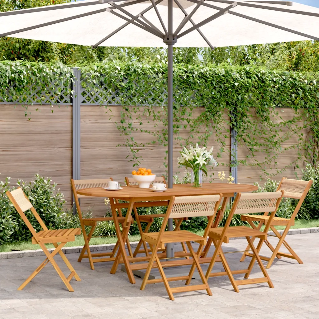Sedie da Giardino Pieghevoli 6 pz | Sedie da Esterno Beige Legno Massello di Acacia