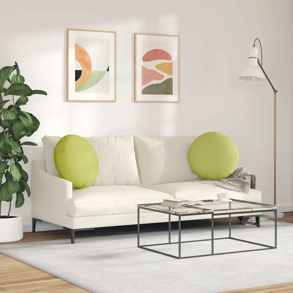 Cuscini per Seduta 2 pcs Verde chiaro Ø50 x 19 cm Tessuto
