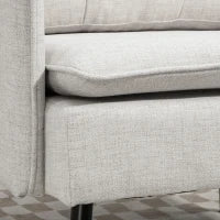 Poltrona da Salotto Moderna Rivestita in Lino con Braccioli Imbottiti e Gambe in Acciaio 76x68x80 cm Crema