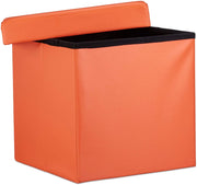Pouf/sgabello pieghevole contenitore stabile materiale sintetico 38 cm arancione 13_0002806_6