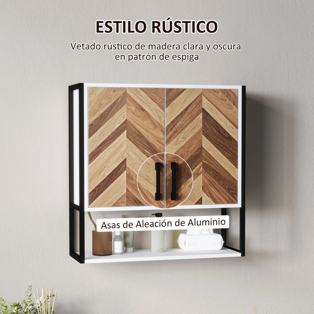 Armadietto Pensile per Bagno con 2 Ante e Ripiano Regolabile ¨C zephmum ¨C 59x20x60 cm Multicolore