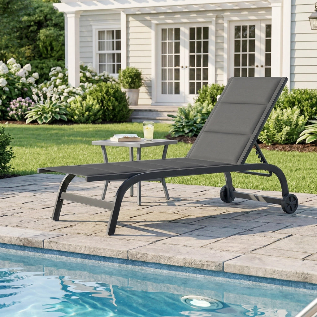 Lettino Pieghevole con Schienale Regolabile ¨C zephmum ¨C Grigio Scuro 62x165x94cm