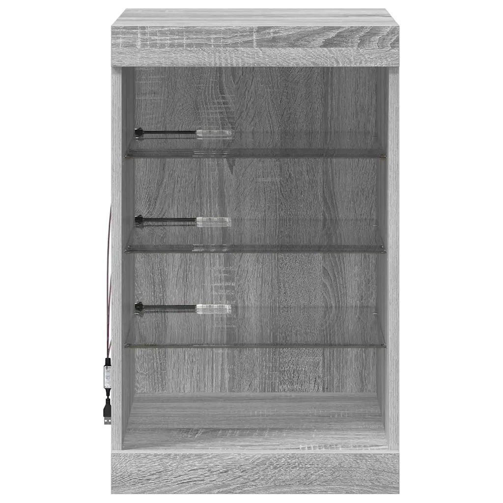 Credenza con Luci LED-Buffet-Armadio da cucina Grigio Sonoma 41x37x67 cm 103847
