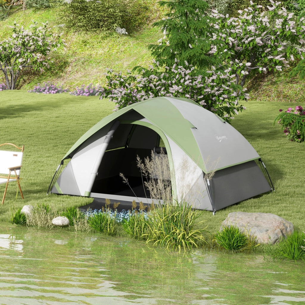 Tenda da Campeggio Pieghevole per 2 Persone ¨C zephmum ¨C 210x150x110 cm Grigio Verde