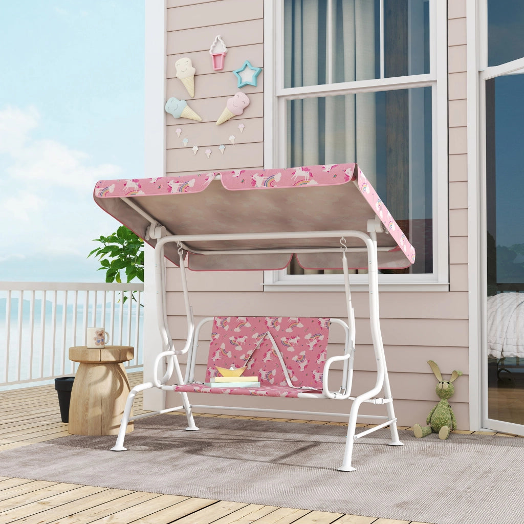 Dondolo per Bambini Altalena da Giardino 2 Posti 112x75x120 cm Rosa