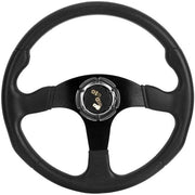 Sterzo in lega d'alluminio e pelle con cerchi 350 mm - 14 pollici con sterzo da gara e strisce colorate - accessorio auto (nero)