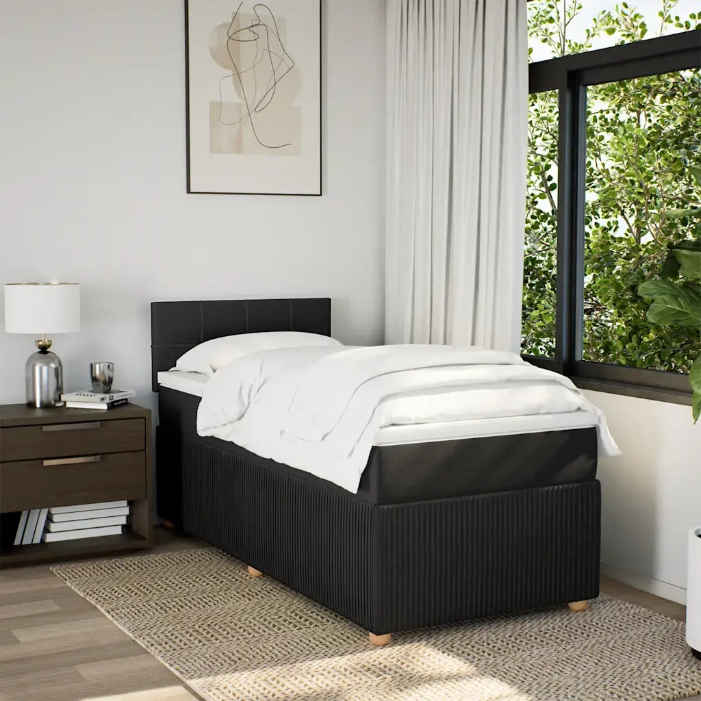Giroletto a Molle con Materasso Nero 100x200 cm in Tessuto