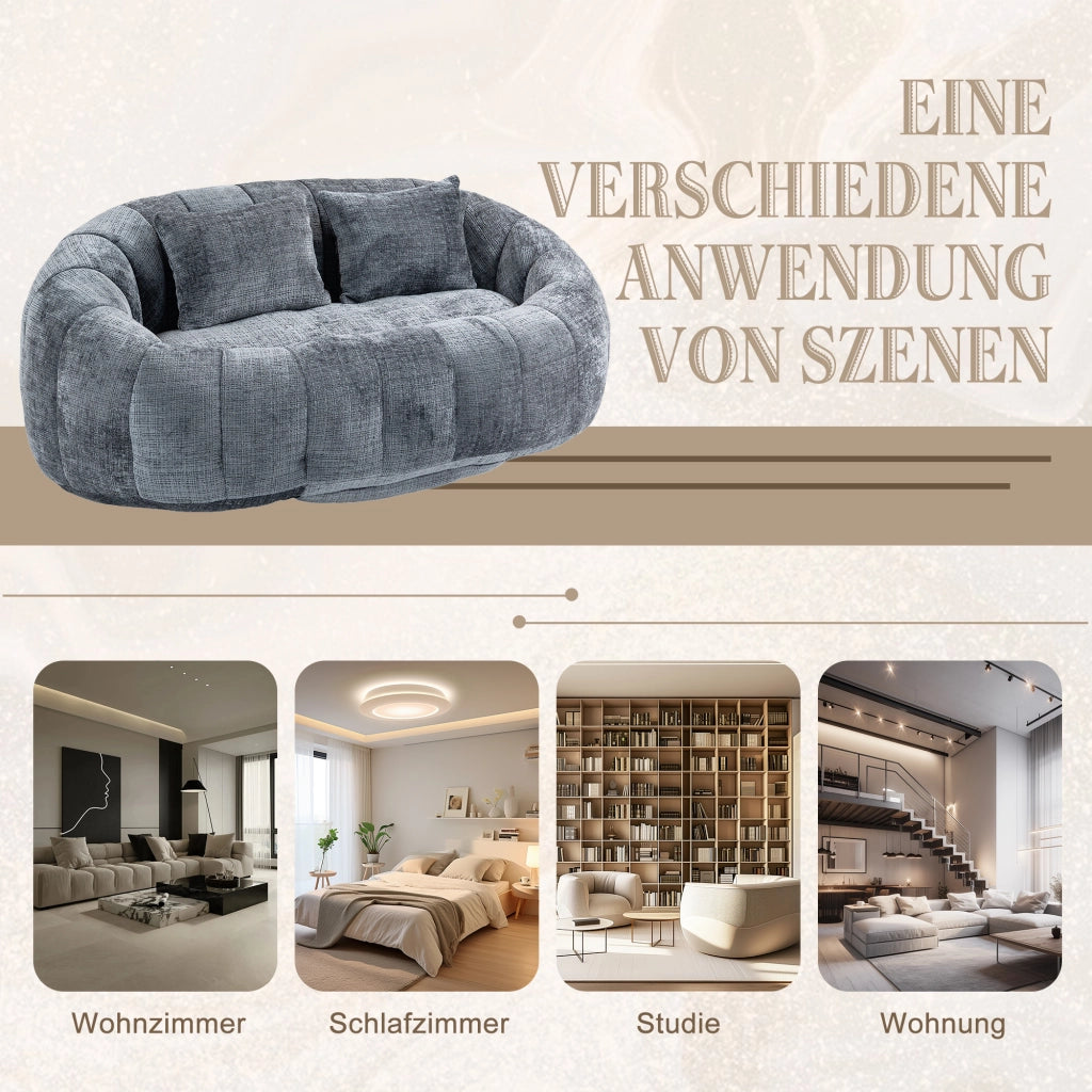 DIVANO Sacco 150x95x63 cm in Chenille Grigio