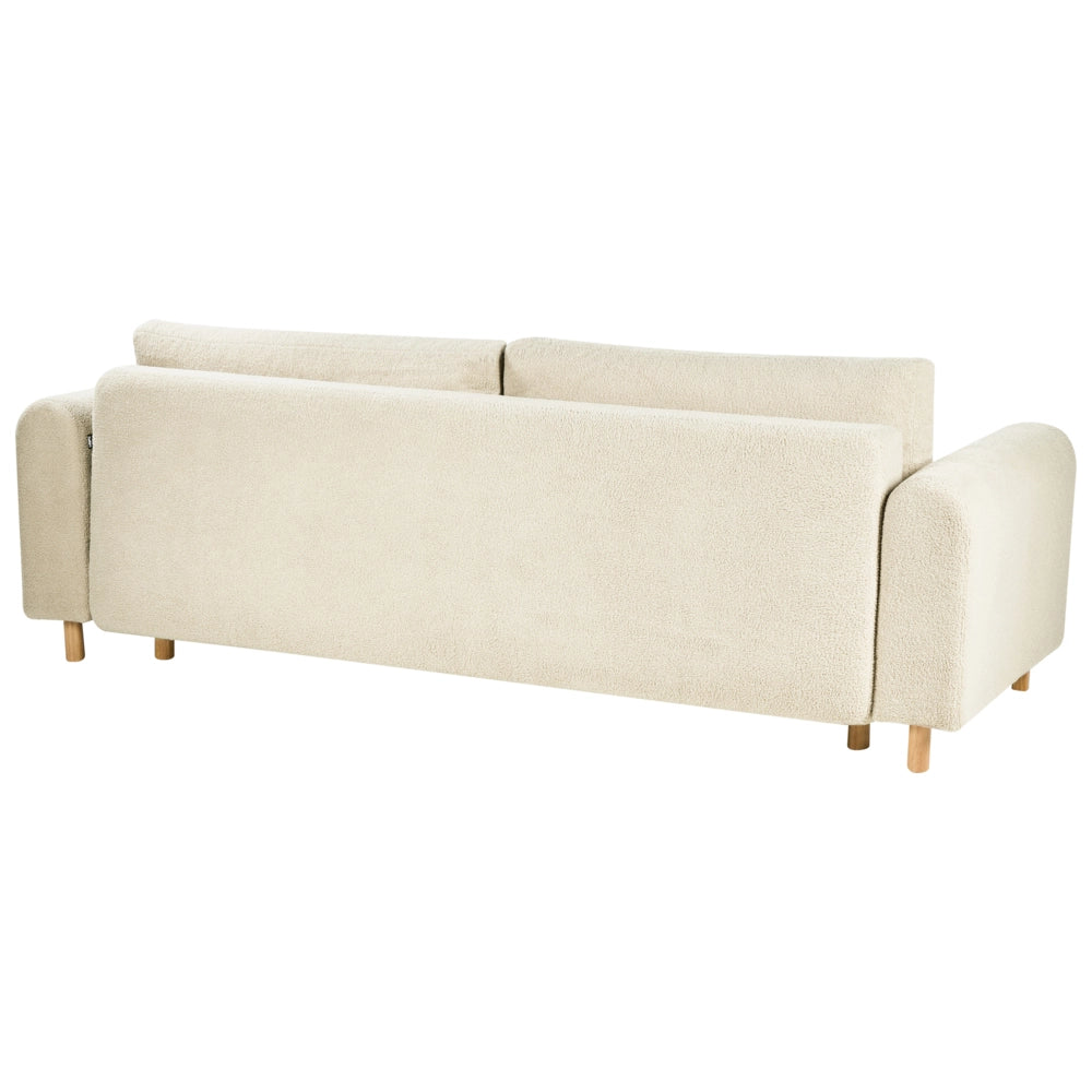Divano letto in tessuto bianco sporco Rivestito con meccanismo Click-Clack Sleeper con contenitore Stile minimalista con braccioli