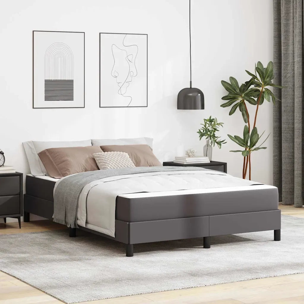 Struttura del letto con materasso Grigio 140 x 190 cm Tessuto