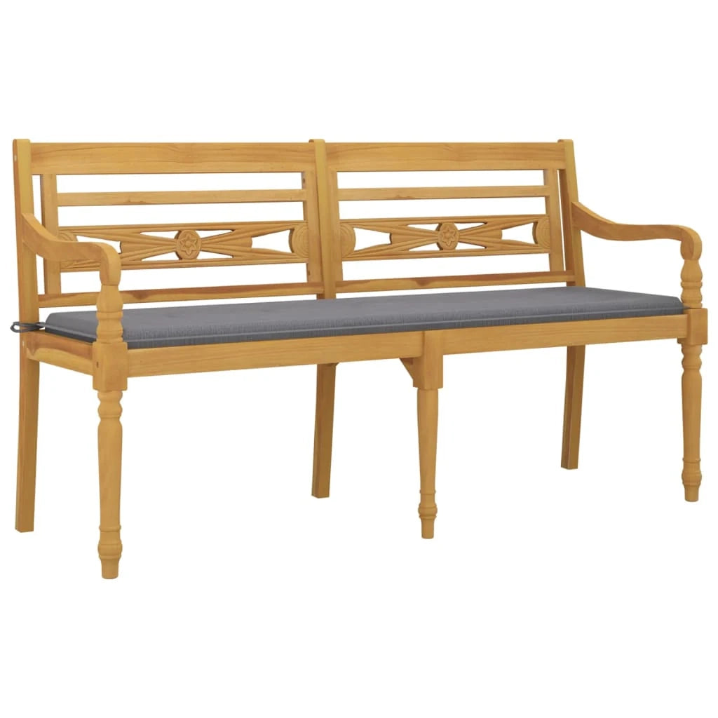 Panca da giardino mobili da esterno per patio mobili da terrazza con cuscino grigio 150 cm legno massello di teak 02_0011072