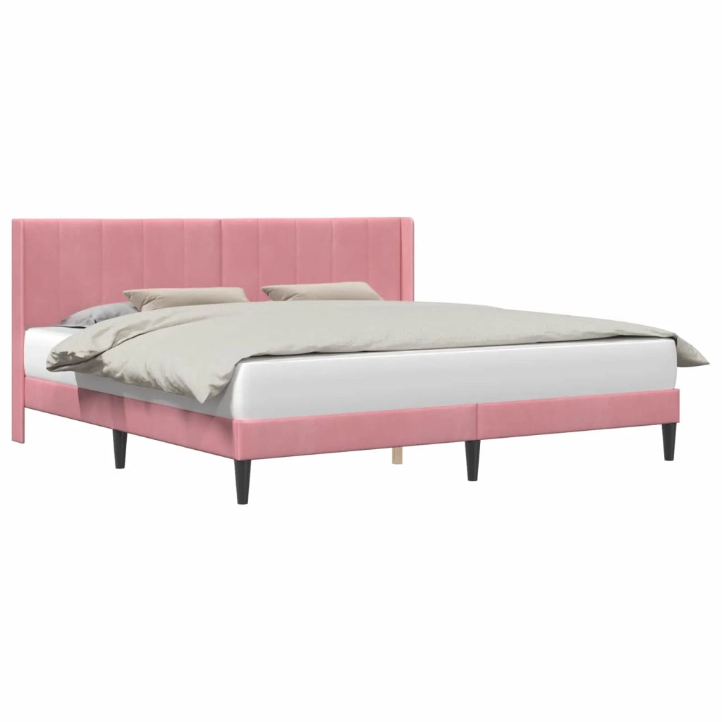 Struttura del letto con testiera-Giroletto Rosa 200 x 200 cm Velluto 981156