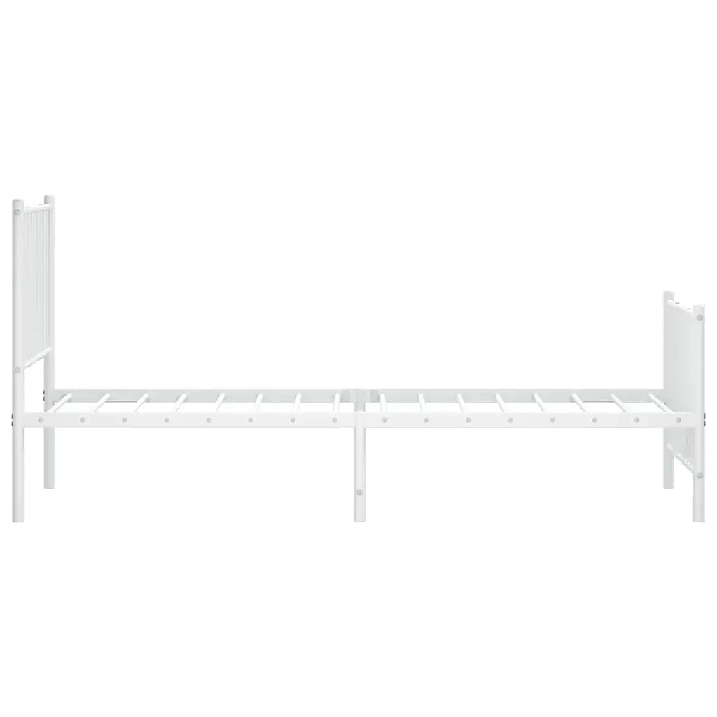 Giroletto con Testiera e Pediera Metallo Bianco 80x200 cm 350940