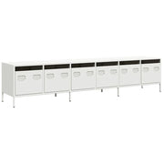 Mobile porta TV moderno con ampio spazio contenitivo 202 x 39 x 43,5 cm acciaio laminato a freddo bianco 02_0055637
