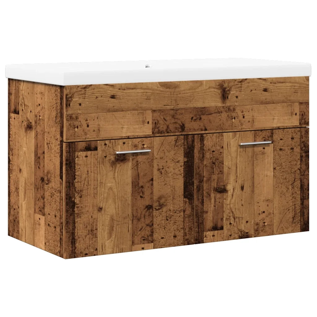 Set Mobili da Bagno 2 pz Legno Antico in Legno Multistrato