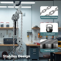 Mini paranco a catena manuale VM6 fino a 6 t, altezza di sollevamento di 1,5 m, in alluminio, per il sollevamento di carichi pesanti