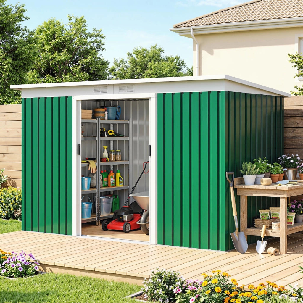 Casetta da Giardino in Acciaio ¨C zephmum ¨C Verde Scuro 280x130x172 cm