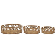 Set 3 vassoi Fuji in rattan naturale — Ø 50x16, Ø 40x14, Ø 30x12 cm