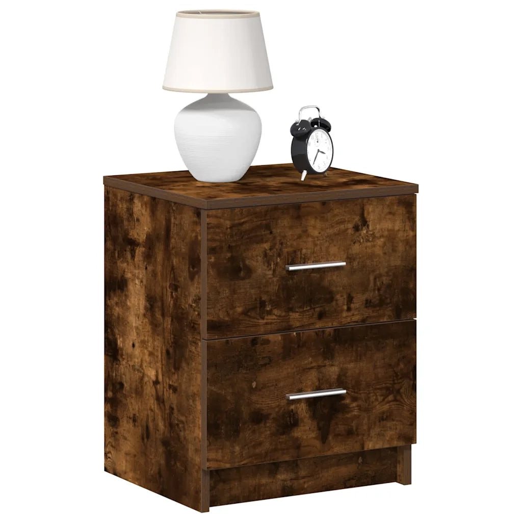 Comodino con 2 Cassetti-Tavolino da notte Rovere Fumo 40x36x50 cm