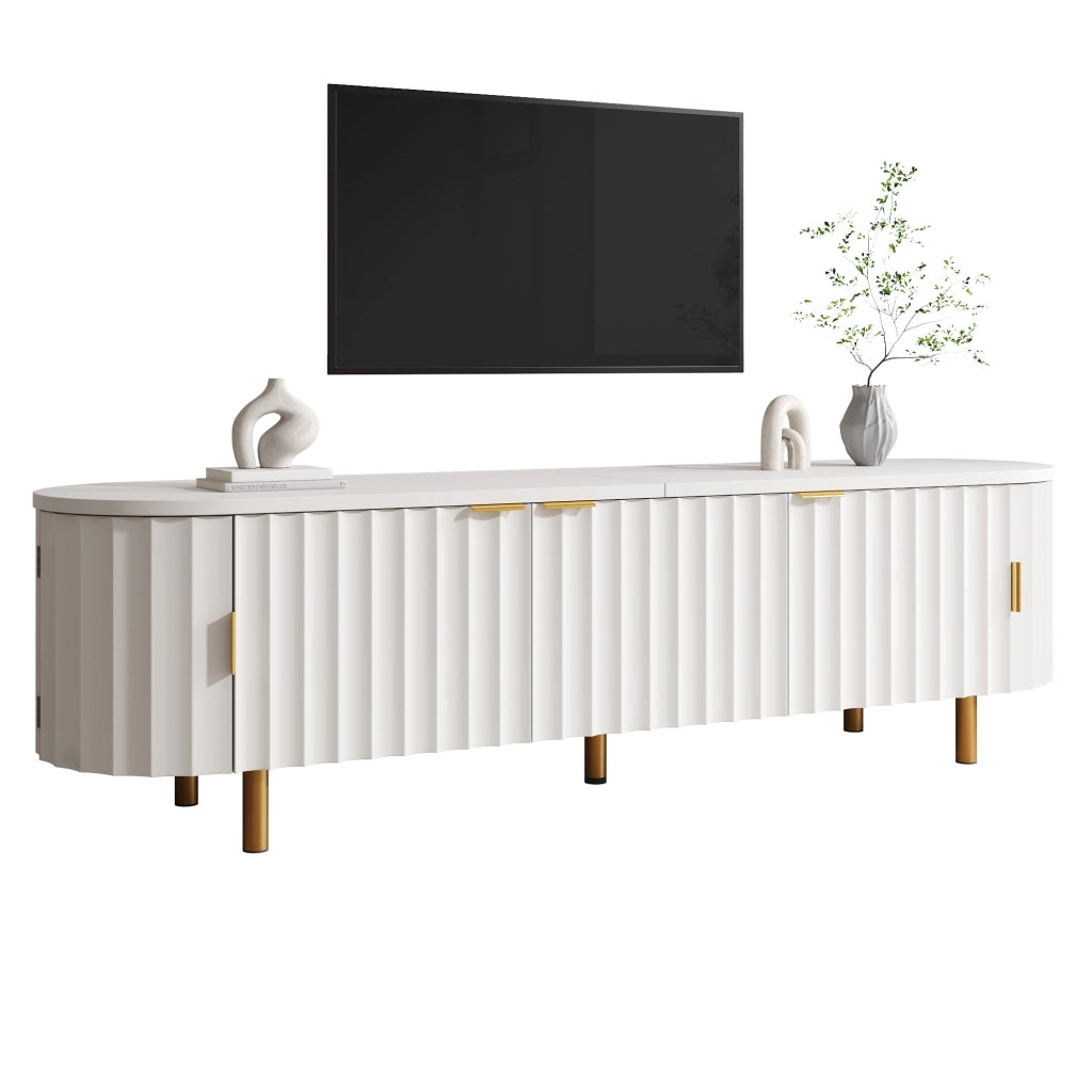 Mobile Porta TV Bianco 170 cm in MDF con 5 Ante e Frontale Scanalato