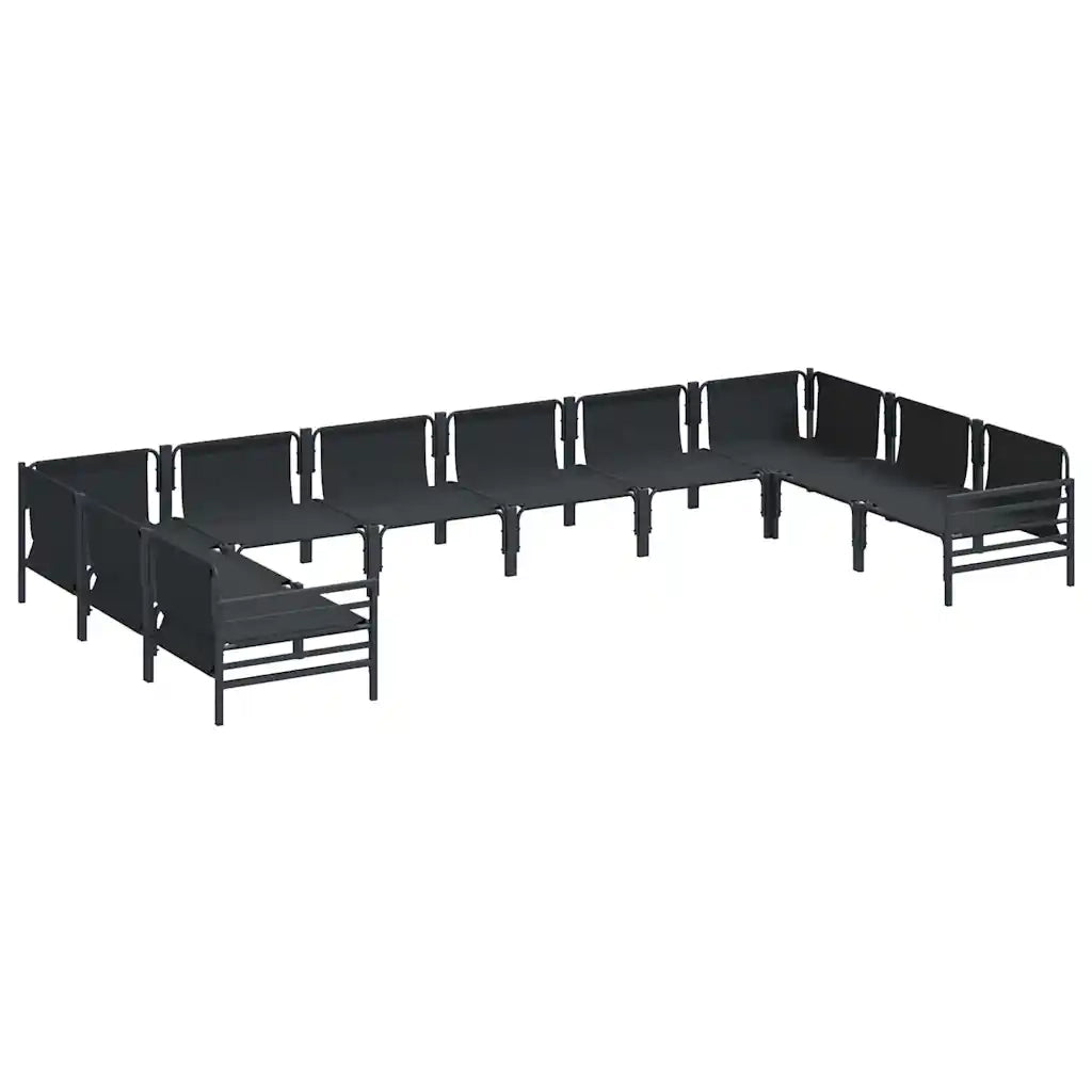 Set Divano da Giardino con cuscino 10 pcs Nero Acciaio 3379016