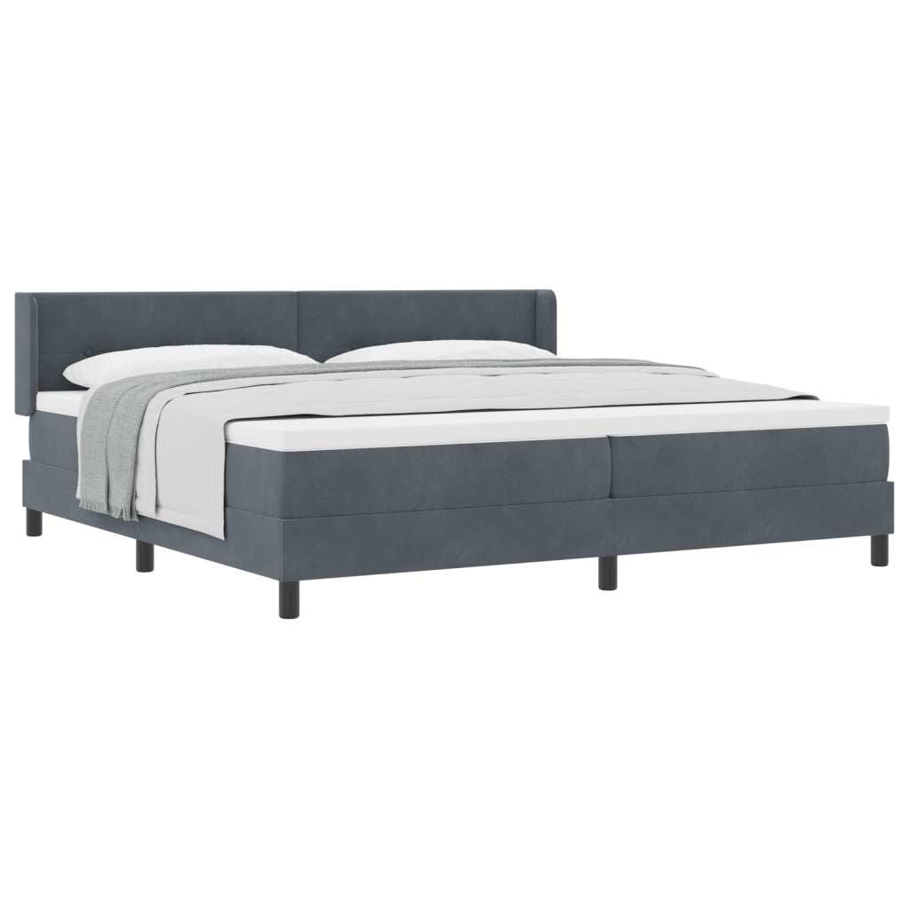 Letto a Box Spring con Materasso Grigio Scuro 200x200 cm Velluto