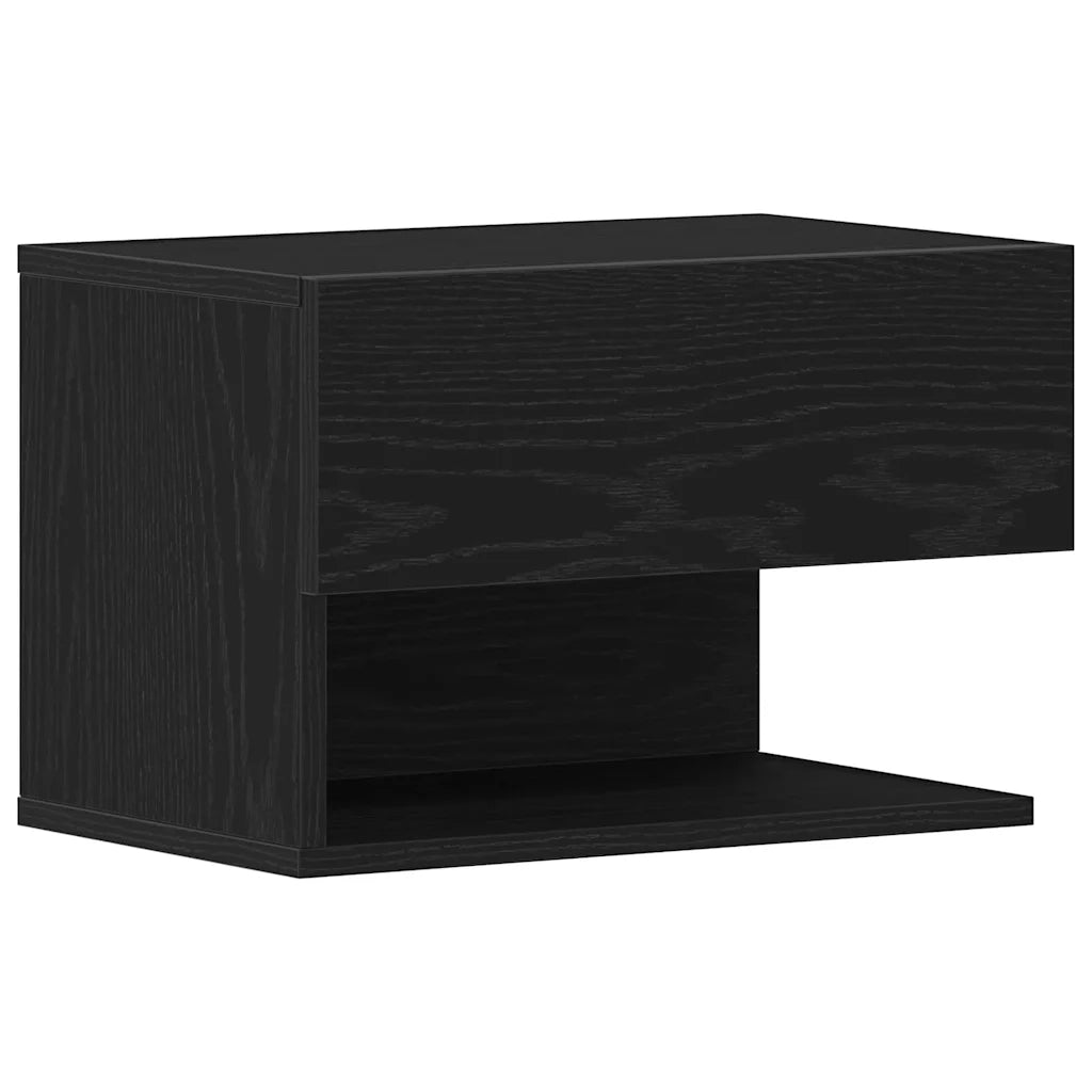 Comodino | Armadio da Notte | Mobiletto da notte Rovere Nero 46 x 30 x 30 cm Legno multistrato